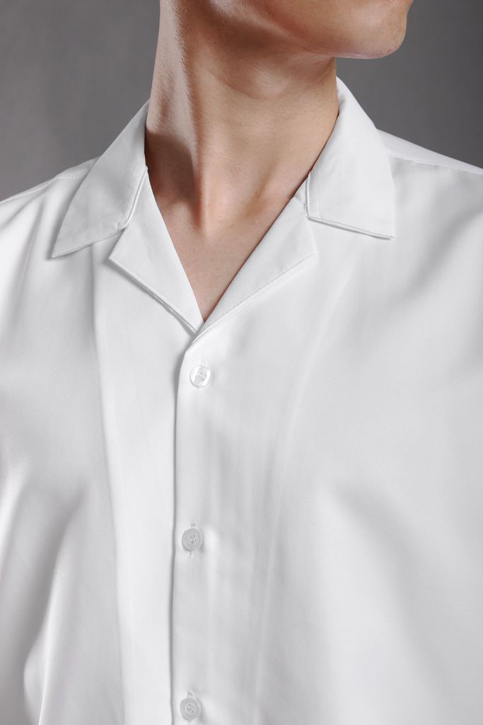 Áo sơm mi nam ngắn tay basic - White